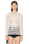 Frame Cotton Crocheted Lace Blouse In Cream