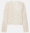 Frame Womens Cream Postcard Cut-out Weave Cotton Cardigan Xs In White