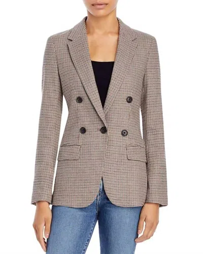 Pre-owned Frame Pre-loved Houndstooth Double Breasted Blazer In Brown