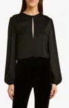 Frame Print Keyhole Blouse In Black In Black