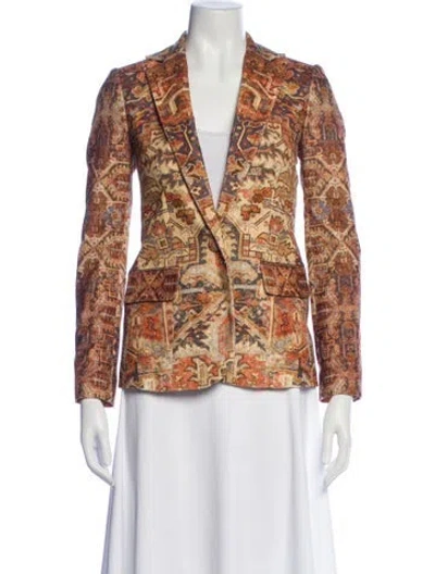 Pre-owned Frame Printed Blazer In Orange