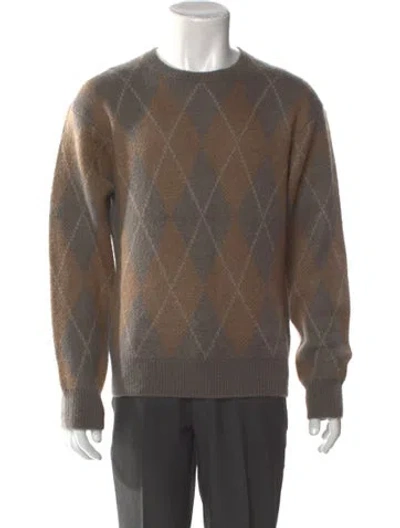 Pre-owned Frame Printed Crew Neck Pullover In Brown