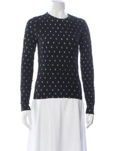 Pre-owned Frame Printed Crew Neck Top In Black