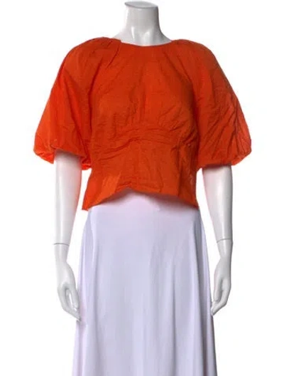 Pre-owned Frame Printed Crew Neck Top In Orange