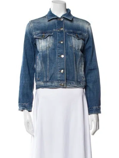 Pre-owned Frame Printed Denim Jacket In Blue