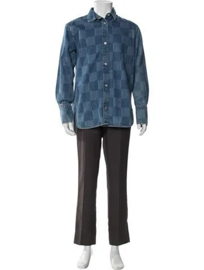 Pre-owned Frame Printed Denim Jacket In Blue