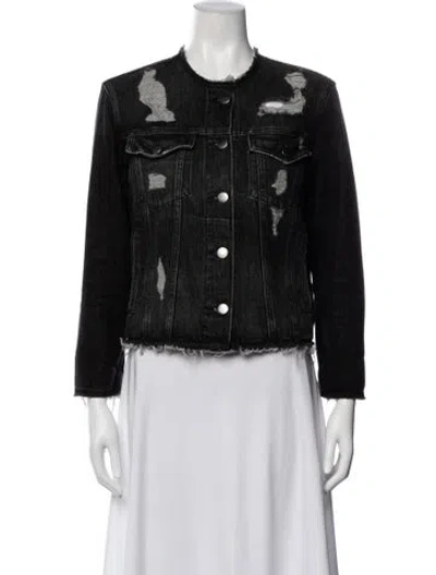 Pre-owned Frame Printed Denim Jacket In Gray