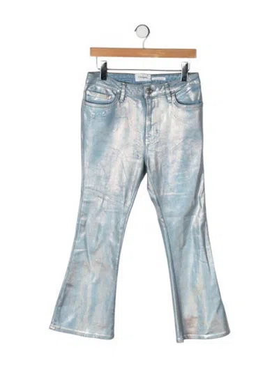 Pre-owned Frame Printed Flared Pants In Blue