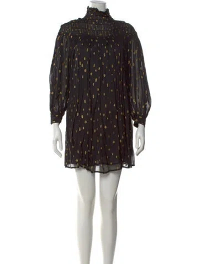 Pre-owned Frame Printed Mini Dress In Black
