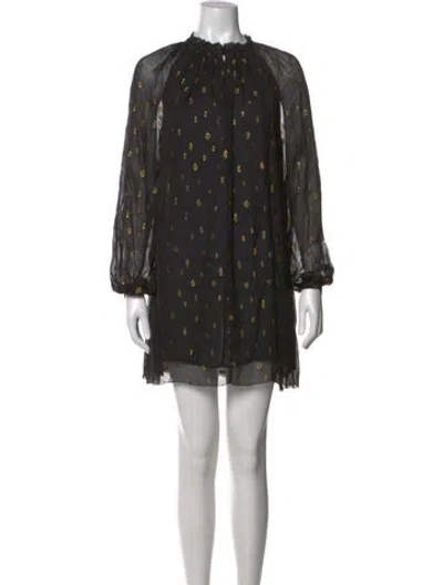 Pre-owned Frame Printed Mini Dress In Black