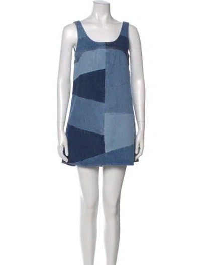 Pre-owned Frame Printed Mini Dress In Blue