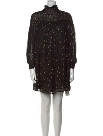 Pre-owned Frame Printed Mini Dress In Gold