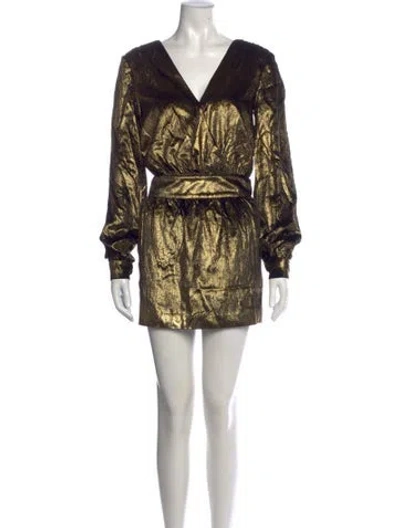 Pre-owned Frame Printed Mini Dress In Gold