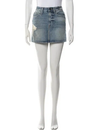 Pre-owned Frame Printed Mini Skirt In Blue