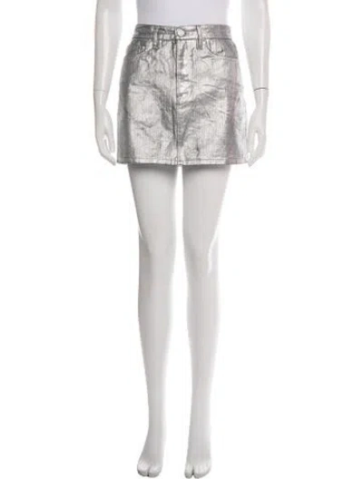 Pre-owned Frame Printed Mini Skirt In Silver
