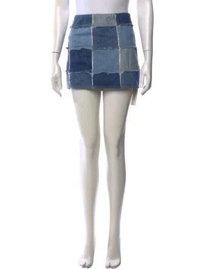 Pre-owned Frame Printed Mini Skirt W/ Tags In Blue