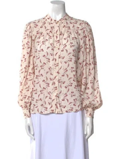 Pre-owned Frame Printed Mock Neck Blouse