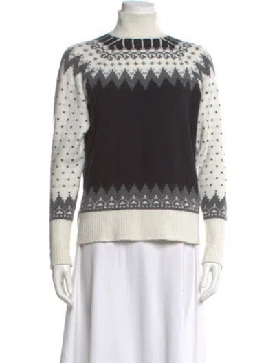 Pre-owned Frame Printed Mock Neck Sweater In Black