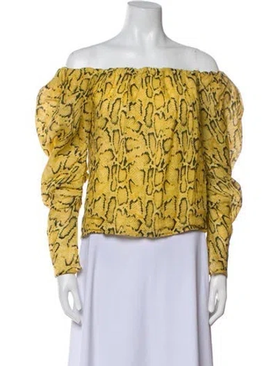Pre-owned Frame Printed Off-the-shoulder Blouse In Yellow