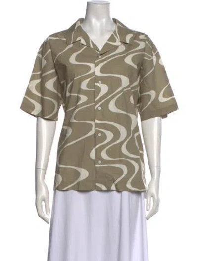 Pre-owned Frame Printed Short Sleeve Button-up Top In Neutral