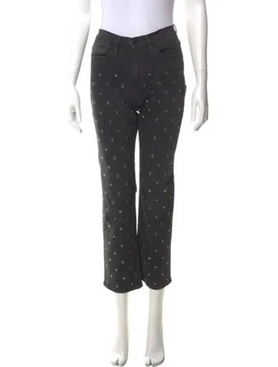 Pre-owned Frame Printed Straight Leg Pants In Gray