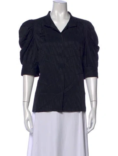 Pre-owned Frame Printed V-neck Blouse In Black