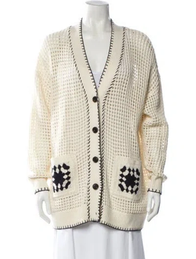 Pre-owned Frame Printed V-neck Sweater In Neutral