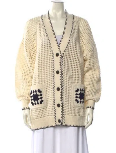 Pre-owned Frame Printed V-neck Sweater In Neutral
