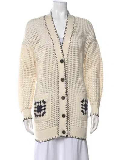Pre-owned Frame Printed V-neck Sweater In Neutral