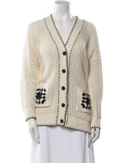 Pre-owned Frame Printed V-neck Sweater In Neutral