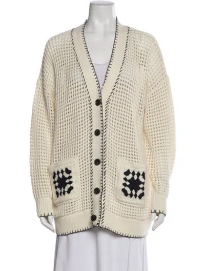 Pre-owned Frame Printed V-neck Sweater In Neutral