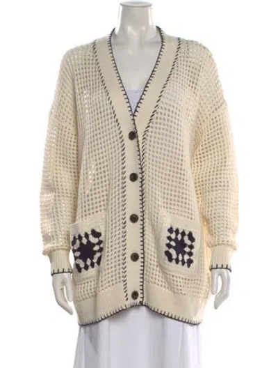 Pre-owned Frame Printed V-neck Sweater In Neutral