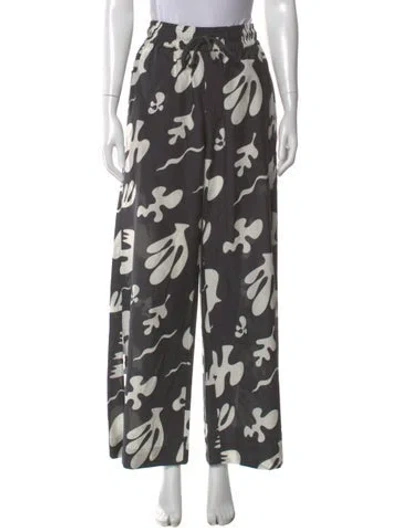 Pre-owned Frame Printed Wide Leg Pants In Black