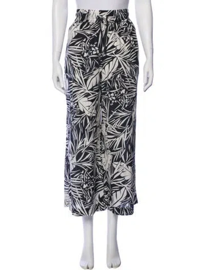 Pre-owned Frame Printed Wide Leg Pants In Blue