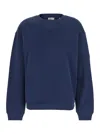 Frame Privacy Please Blue Crewneck T-shirt With Tonal Logo Embroidery On The Front In Cotton Blend Woman In Blu
