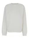 Frame Privacy Please White Crewneck T-shirt With Tonal Logo Embroidery On The Front In Cotton Blend Woman In White
