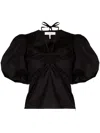 Frame Puff-sleeve Blouse In Black