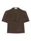 Frame Puff-sleeve Blouse In Brown