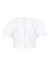 Frame Puff-sleeve Buttoned Top In White