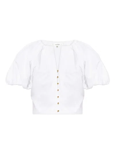 Frame Puff-sleeve Buttoned Top In White
