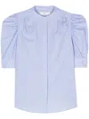 Frame Puff-sleeve Cotton Shirt In Blue