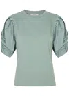 Frame Puff-sleeve Cotton T-shirt In Sage