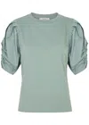 Frame Pleated Puff Sleeve Tee In Sage In Sage