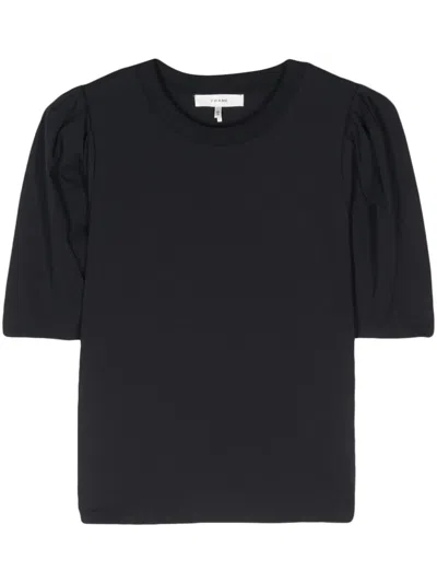 Frame Puff-sleeve Organic Cotton T-shirt In Blue
