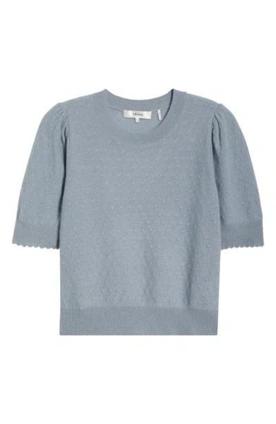 Frame Puff Sleeve Pointelle Cashmere Sweater In Gray