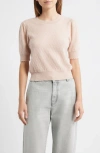 Frame Puff Sleeve Pointelle Cashmere Sweater In Pink