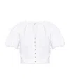 Frame Puff-sleeve Buttoned Top In White