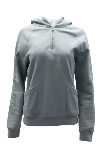 Frame Quarter Zip Hoodie In Mint Cotton In Gray