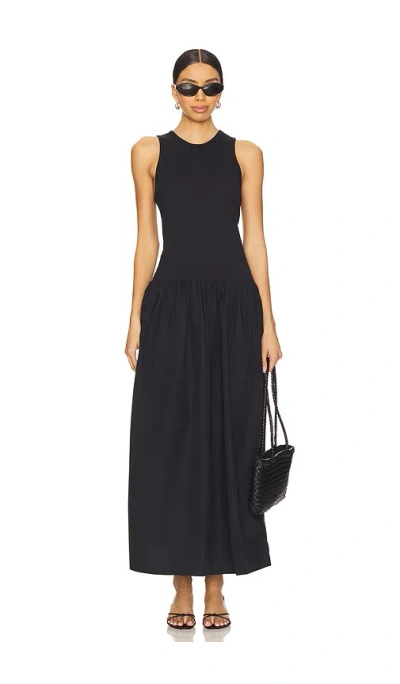 Frame Racer Tank Dress In Black In Blue