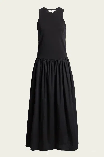 Frame Racer Tank Dress In Black In Blue